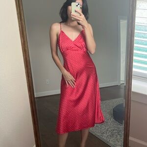 Red Polka Dot Satin Dress